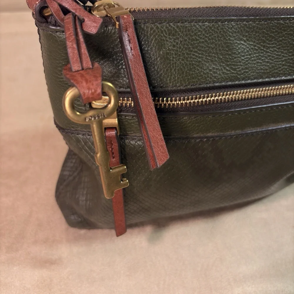 Fossil Purse Leather Handbag Women Green